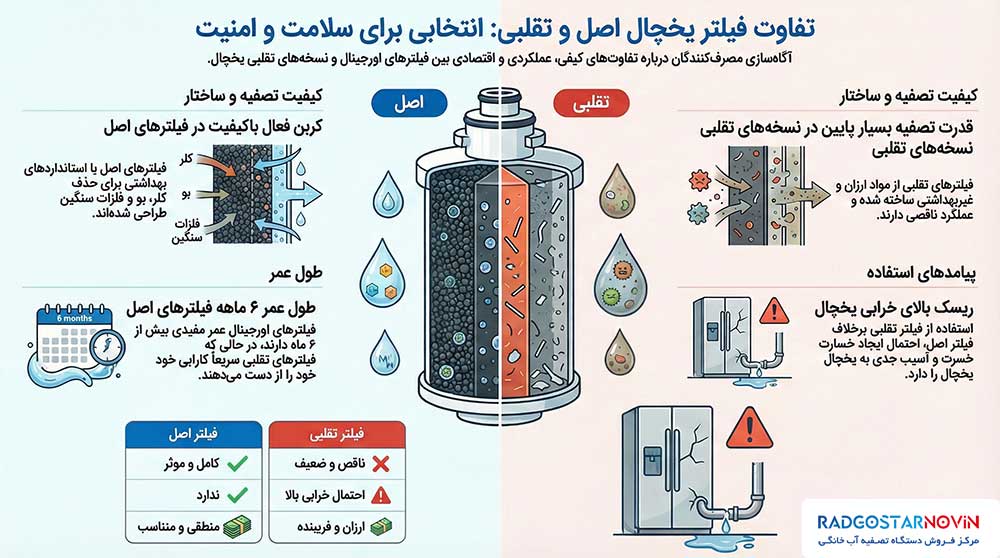 تفاوت فیلتر یخچال اصل و تقلبی