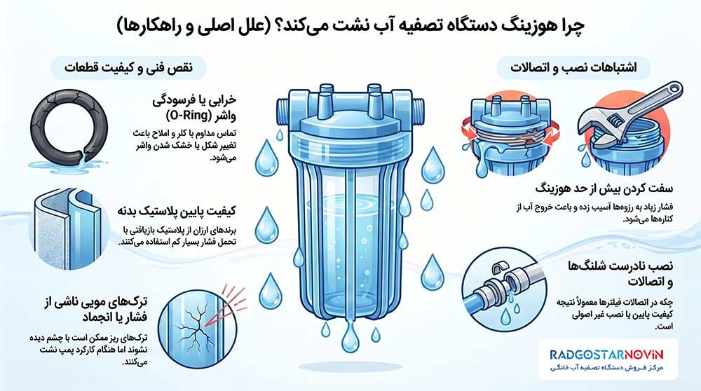 دلایل اصلی نشت هوزینگ دستگاه تصفیه آب